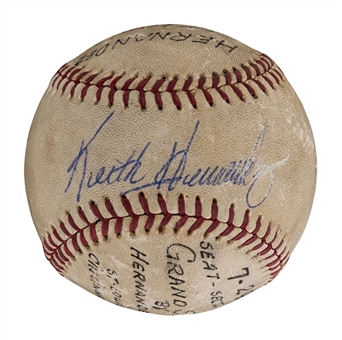1977 Keith Hernandez Game Used and Signed Baseball Hit For Grand Slam on 7/29/77 (PSA/DNA & Hernandez  rep LOA)